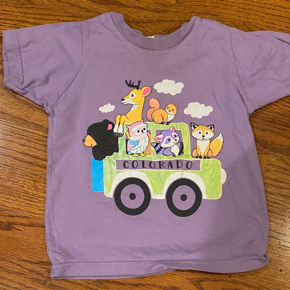 Rabbit Skins Purple Kids Tee with Animal Print